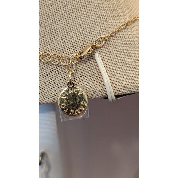 Vince Camuto Blue Ombre Channel Set Crystal Gold Tone Necklace NWOT - Picture 4 of 8